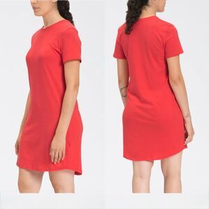 THE NORTH FACE Women Size SMALL  Horizon Red Cotton blend T-Shirt Dress Slim Fit